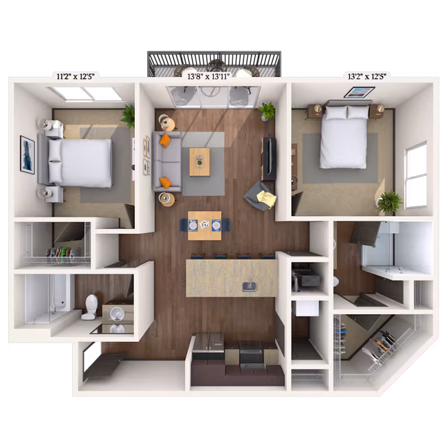 Traditional 2x2 1094 SF 354 floor plan